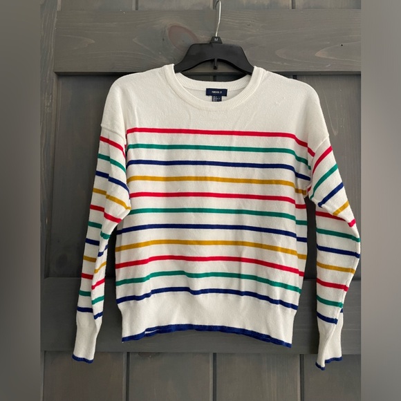 Forever 21 
White striped Sweater Y2K
Size Small - Picture 1 of 4